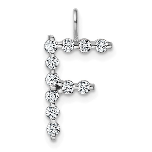 True Origin 14K White Gold 0.38 Carat Lab Grown Diamond VS+ F+ Complete Alphabet F Pendant
