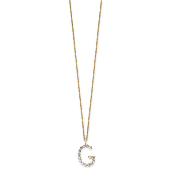 True Origin 14K Yellow Gold 1/2 carat Lab Grown Diamond VS+ F+ Complete Alphabet G Pendant Necklace