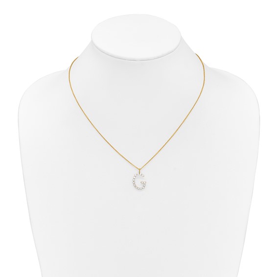 True Origin 14K Yellow Gold 1/2 carat Lab Grown Diamond VS+ F+ Complete Alphabet G Pendant Necklace
