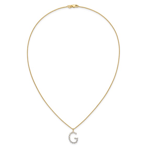 True Origin 14K Yellow Gold 1/2 carat Lab Grown Diamond VS+ F+ Complete Alphabet G Pendant Necklace