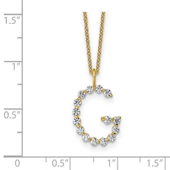 True Origin 14K Yellow Gold 1/2 carat Lab Grown Diamond VS+ F+ Complete Alphabet G Pendant Necklace