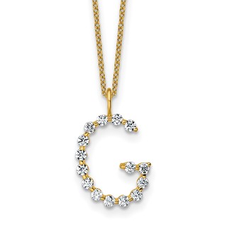 True Origin 14K Yellow Gold 1/2 carat Lab Grown Diamond VS+ F+ Complete Alphabet G Pendant Necklace