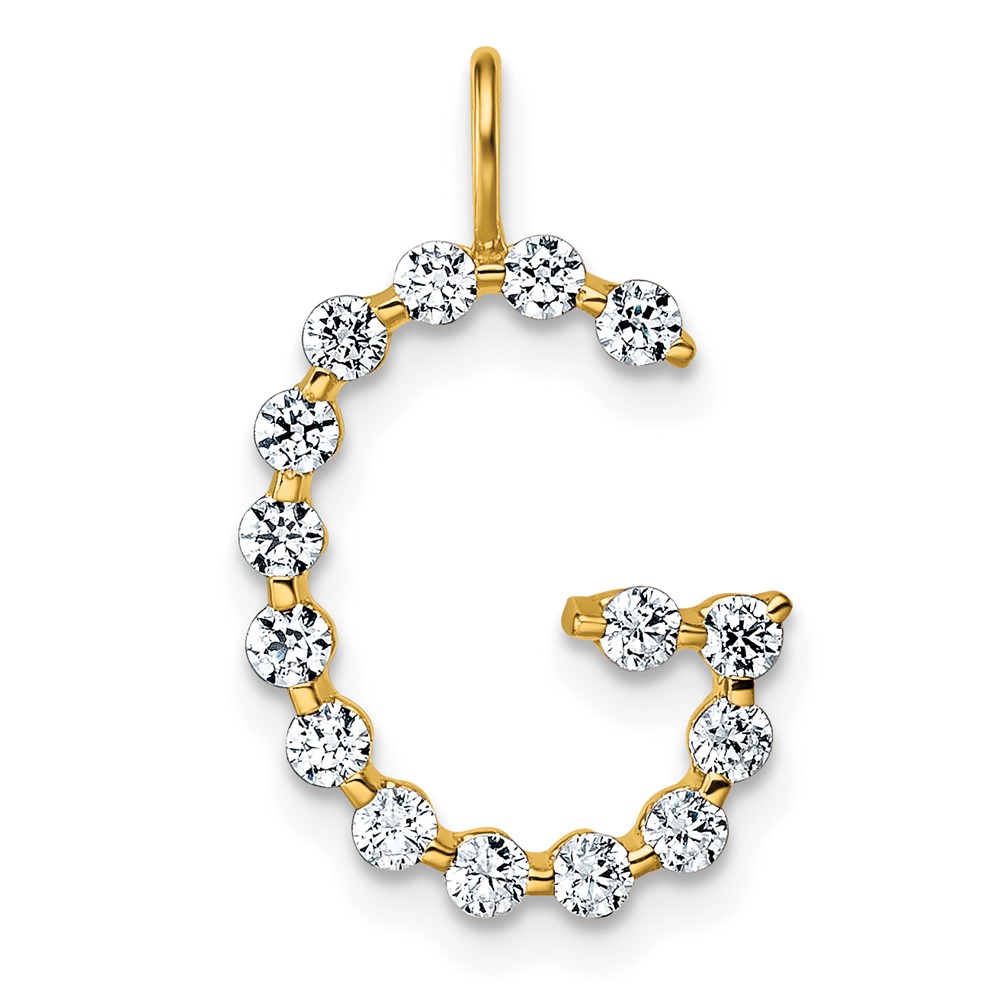 True Origin 14K Yellow Gold 0.50 Carat Lab Grown Diamond VS+ F+ Complete Alphabet G Pendant