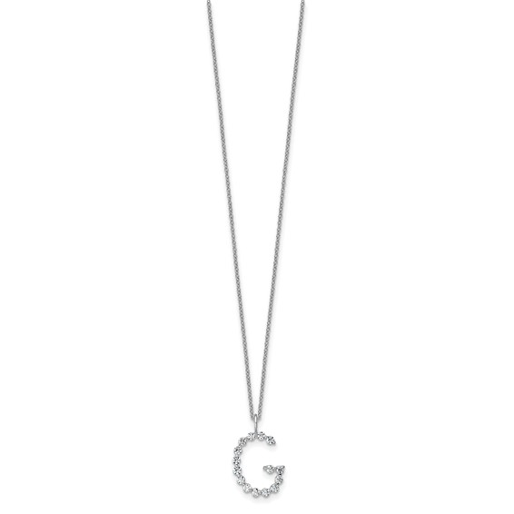 True Origin 14K White Gold 1/2 carat Lab Grown Diamond VS+ F+ Complete Alphabet G Pendant Necklace