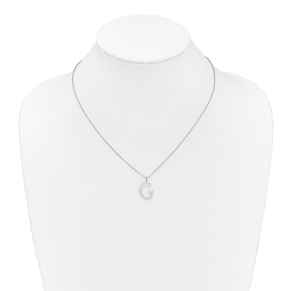 True Origin 14K White Gold 1/2 carat Lab Grown Diamond VS+ F+ Complete Alphabet G Pendant Necklace