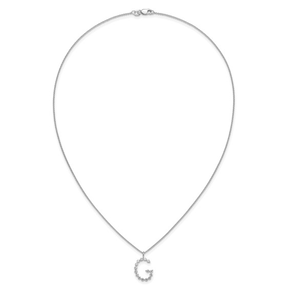 True Origin 14K White Gold 1/2 carat Lab Grown Diamond VS+ F+ Complete Alphabet G Pendant Necklace