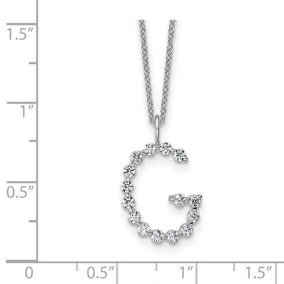 True Origin 14K White Gold 1/2 carat Lab Grown Diamond VS+ F+ Complete Alphabet G Pendant Necklace