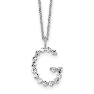 True Origin 14K White Gold 1/2 carat Lab Grown Diamond VS+ F+ Complete Alphabet G Pendant Necklace