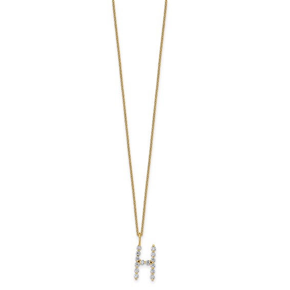True Origin 14K Yellow Gold 1/2 carat Lab Grown Diamond VS+ F+ Complete Alphabet H Pendant Necklace
