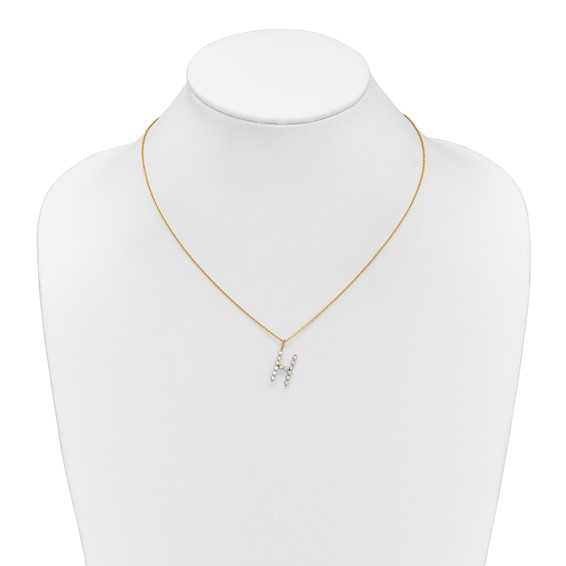 True Origin 14K Yellow Gold 1/2 carat Lab Grown Diamond VS+ F+ Complete Alphabet H Pendant Necklace