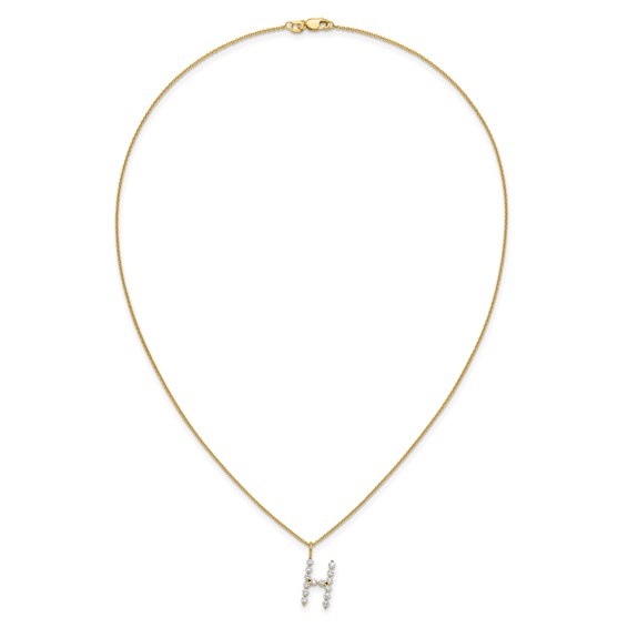 True Origin 14K Yellow Gold 1/2 carat Lab Grown Diamond VS+ F+ Complete Alphabet H Pendant Necklace