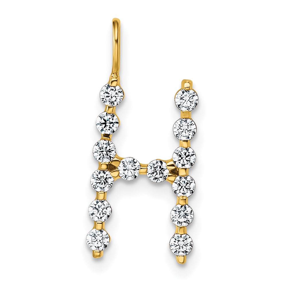 True Origin 14K Yellow Gold 0.50 Carat Lab Grown Diamond VS+ F+ Complete Alphabet H Pendant