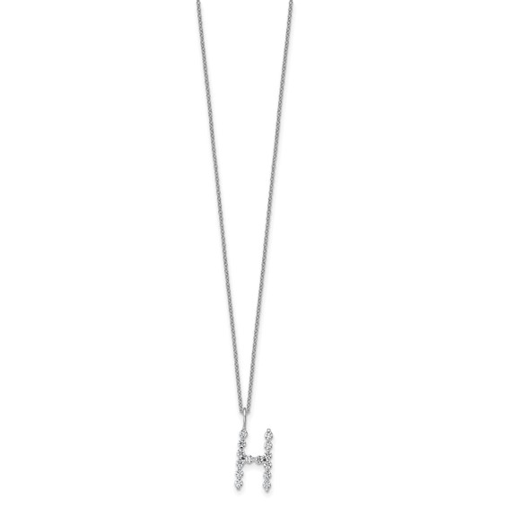True Origin 14K White Gold 1/2 carat Lab Grown Diamond VS+ F+ Complete Alphabet H Pendant Necklace