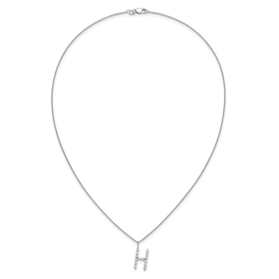 True Origin 14K White Gold 1/2 carat Lab Grown Diamond VS+ F+ Complete Alphabet H Pendant Necklace