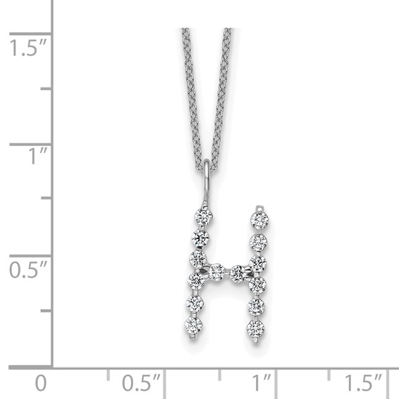 True Origin 14K White Gold 1/2 carat Lab Grown Diamond VS+ F+ Complete Alphabet H Pendant Necklace