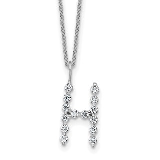 True Origin 14K White Gold 1/2 carat Lab Grown Diamond VS+ F+ Complete Alphabet H Pendant Necklace