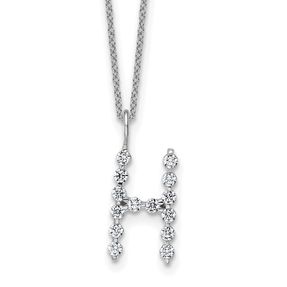 True Origin 14K White Gold 1/2 carat Lab Grown Diamond VS+ F+ Complete Alphabet H Pendant Necklace