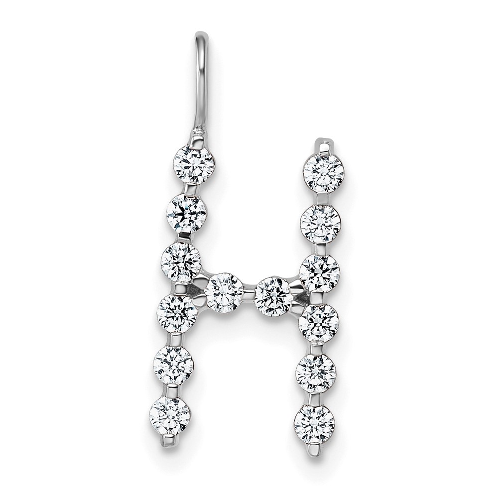 True Origin 14K White Gold 0.50 Carat Lab Grown Diamond VS+ F+ Complete Alphabet H Pendant