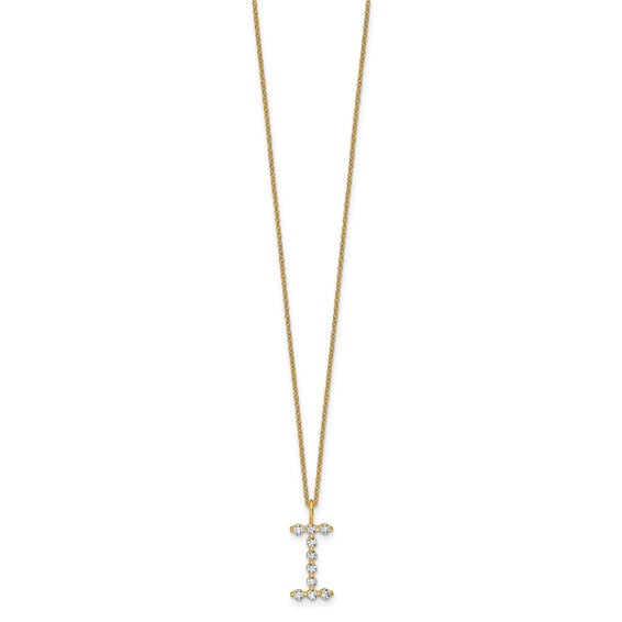 True Origin 14K Yellow Gold 1/3 carat Lab Grown Diamond VS+ F+ Complete Alphabet I Pendant Necklace