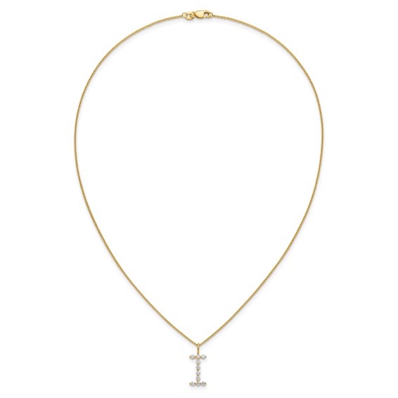 True Origin 14K Yellow Gold 1/3 carat Lab Grown Diamond VS+ F+ Complete Alphabet I Pendant Necklace