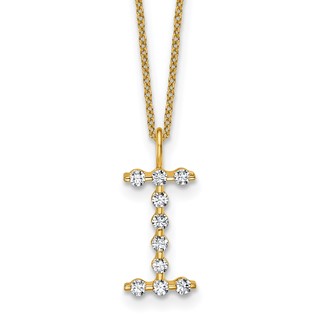 True Origin 14K Yellow Gold 1/3 carat Lab Grown Diamond VS+ F+ Complete Alphabet I Pendant Necklace