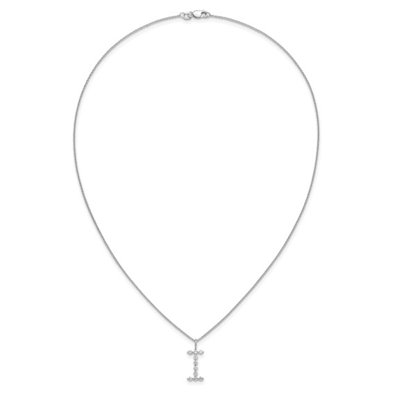 True Origin 14K White Gold 1/3 carat Lab Grown Diamond VS+ F+ Complete Alphabet I Pendant Necklace