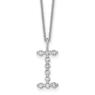 True Origin 14K White Gold 1/3 carat Lab Grown Diamond VS+ F+ Complete Alphabet I Pendant Necklace