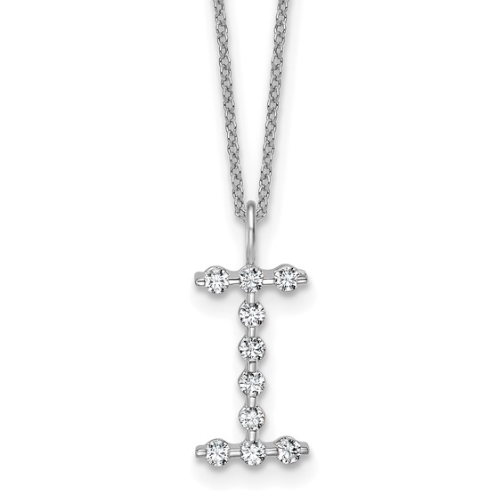 True Origin 14K White Gold 1/3 carat Lab Grown Diamond VS+ F+ Complete Alphabet I Pendant Necklace