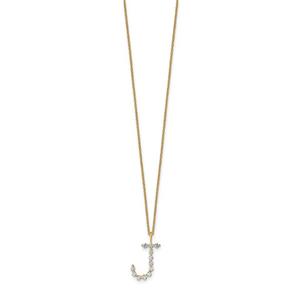 True Origin 14K Yellow Gold 3/8 carat Lab Grown Diamond VS+ F+ Complete Alphabet J Pendant Necklace