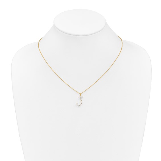 True Origin 14K Yellow Gold 3/8 carat Lab Grown Diamond VS+ F+ Complete Alphabet J Pendant Necklace