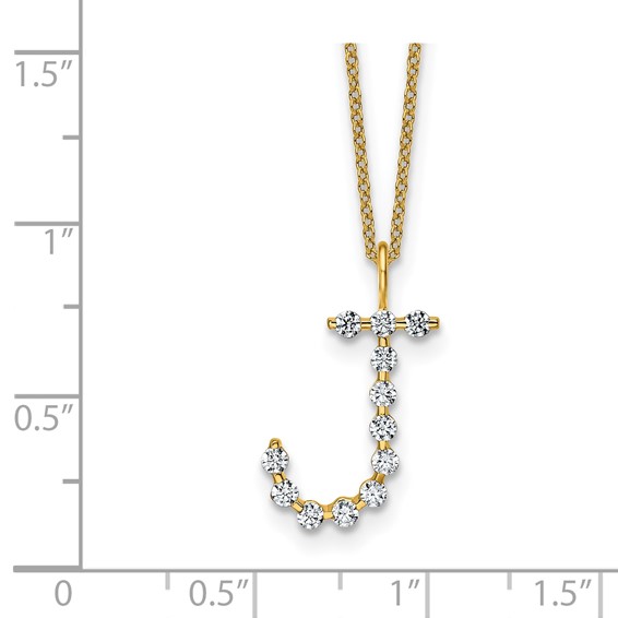 True Origin 14K Yellow Gold 3/8 carat Lab Grown Diamond VS+ F+ Complete Alphabet J Pendant Necklace