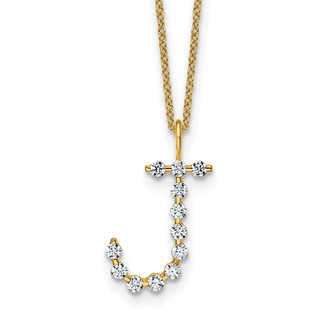 True Origin 14K Yellow Gold 3/8 carat Lab Grown Diamond VS+ F+ Complete Alphabet J Pendant Necklace