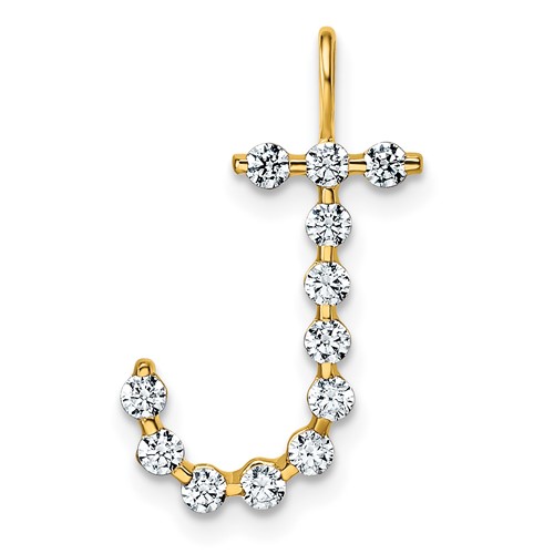 True Origin 14K Yellow Gold 0.38 Carat Lab Grown Diamond VS+ F+ Complete Alphabet J Pendant