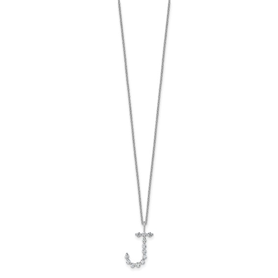 True Origin 14K White Gold 3/8 carat Lab Grown Diamond VS+ F+ Complete Alphabet J Pendant Necklace