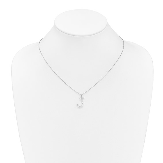 True Origin 14K White Gold 3/8 carat Lab Grown Diamond VS+ F+ Complete Alphabet J Pendant Necklace