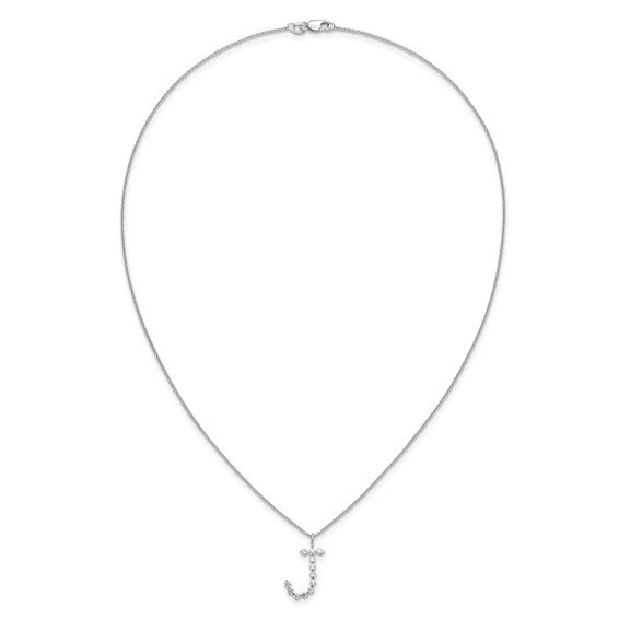 True Origin 14K White Gold 3/8 carat Lab Grown Diamond VS+ F+ Complete Alphabet J Pendant Necklace
