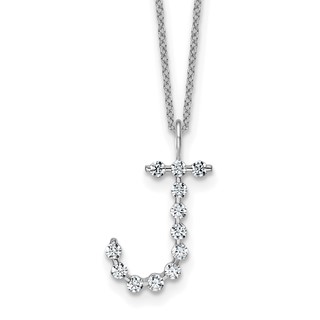True Origin 14K White Gold 3/8 carat Lab Grown Diamond VS+ F+ Complete Alphabet J Pendant Necklace