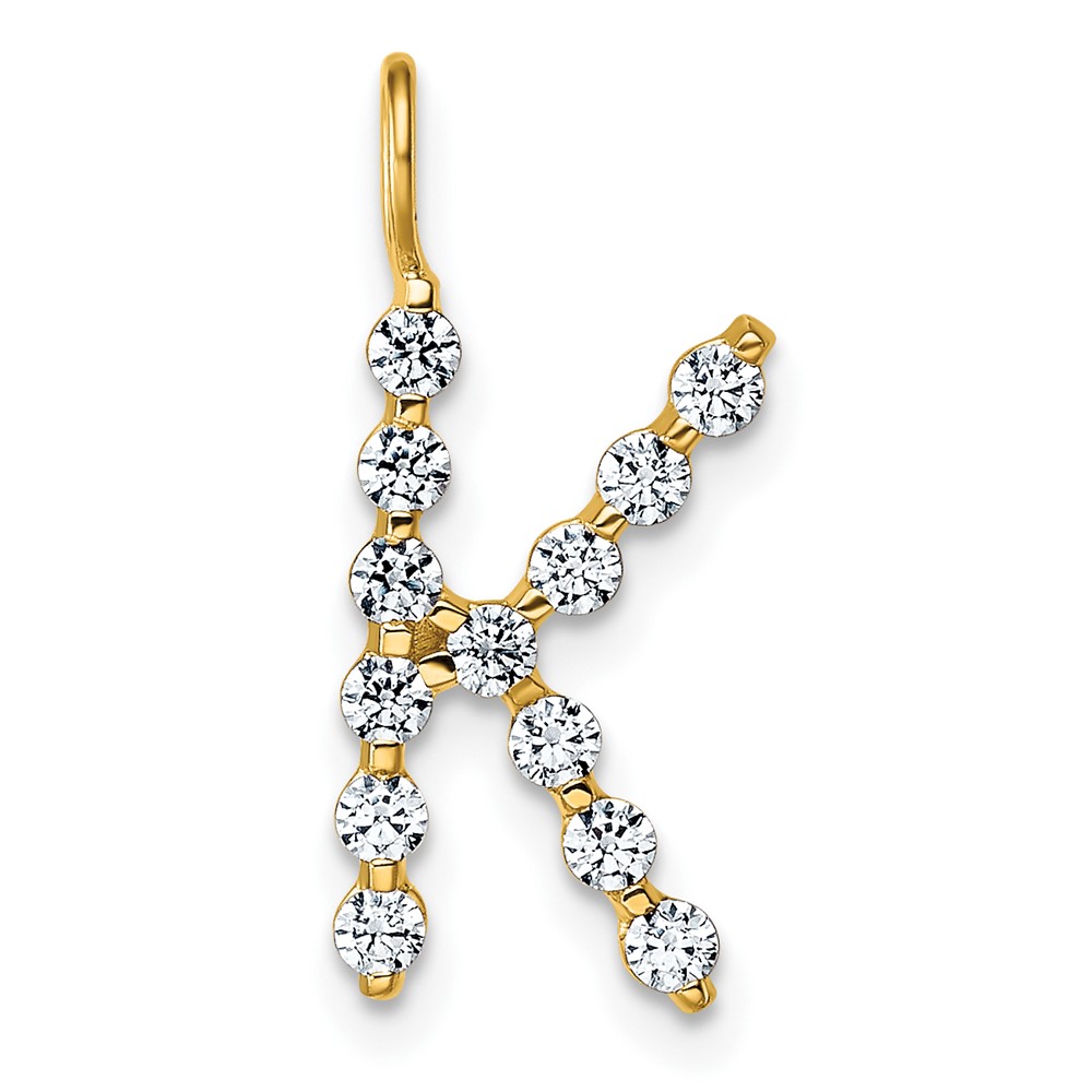 True Origin 14K Yellow Gold 0.38 Carat Lab Grown Diamond VS+ F+ Complete Alphabet K Pendant