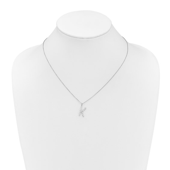 True Origin 14K White Gold 3/8 carat Lab Grown Diamond VS+ F+ Complete Alphabet K Pendant Necklace