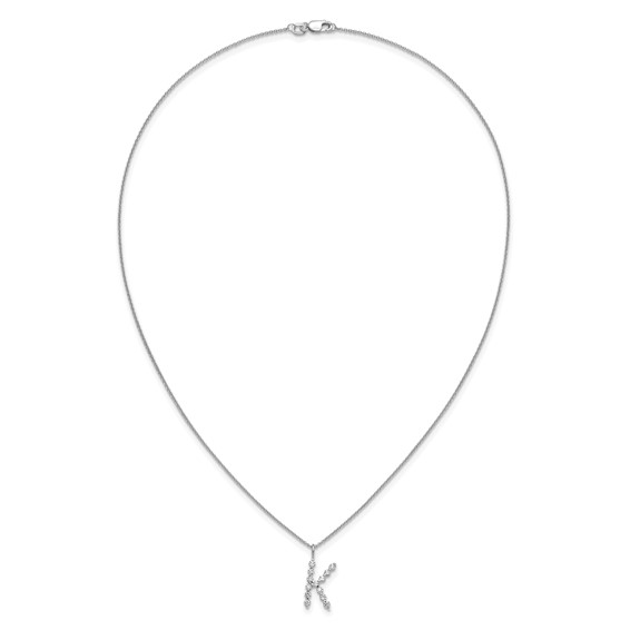 True Origin 14K White Gold 3/8 carat Lab Grown Diamond VS+ F+ Complete Alphabet K Pendant Necklace