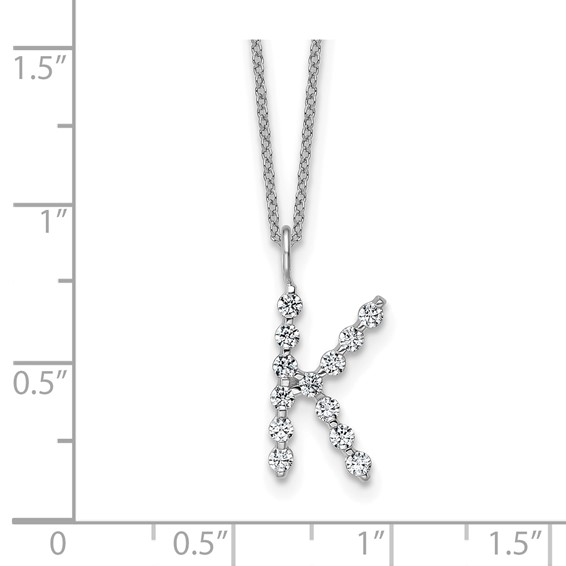 True Origin 14K White Gold 3/8 carat Lab Grown Diamond VS+ F+ Complete Alphabet K Pendant Necklace