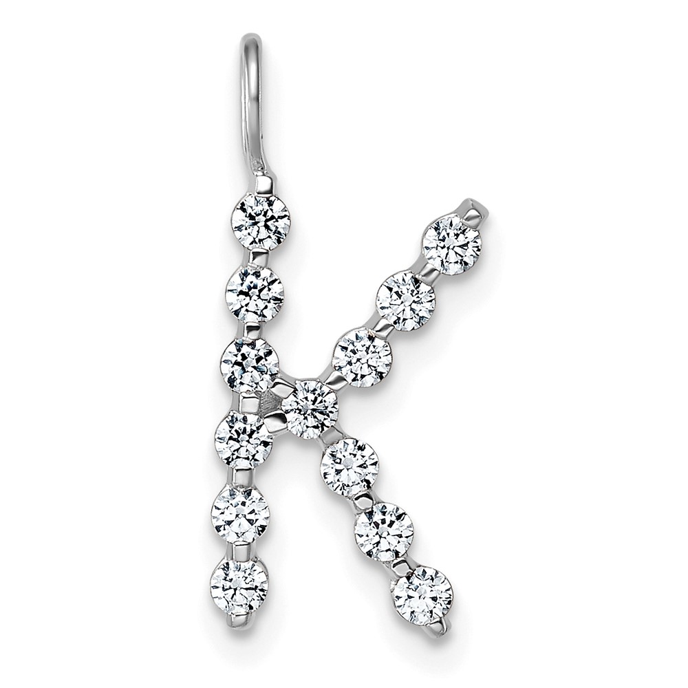 True Origin 14K White Gold 0.38 Carat Lab Grown Diamond VS+ F+ Complete Alphabet K Pendant