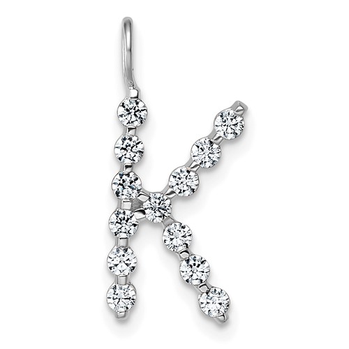 True Origin 14K White Gold 0.38 Carat Lab Grown Diamond VS+ F+ Complete Alphabet K Pendant