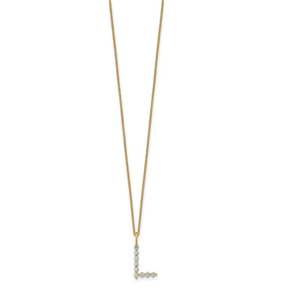 True Origin 14K Yellow Gold 1/3 carat Lab Grown Diamond VS+ F+ Complete Alphabet L Pendant Necklace