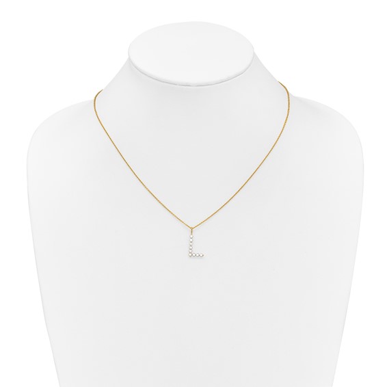 True Origin 14K Yellow Gold 1/3 carat Lab Grown Diamond VS+ F+ Complete Alphabet L Pendant Necklace