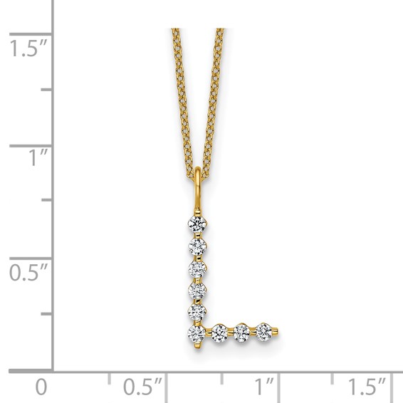 True Origin 14K Yellow Gold 1/3 carat Lab Grown Diamond VS+ F+ Complete Alphabet L Pendant Necklace