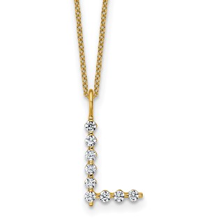 True Origin 14K Yellow Gold 1/3 carat Lab Grown Diamond VS+ F+ Complete Alphabet L Pendant Necklace