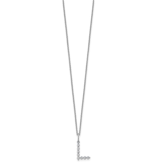 True Origin 14K White Gold 1/3 carat Lab Grown Diamond VS+ F+ Complete Alphabet L Pendant Necklace