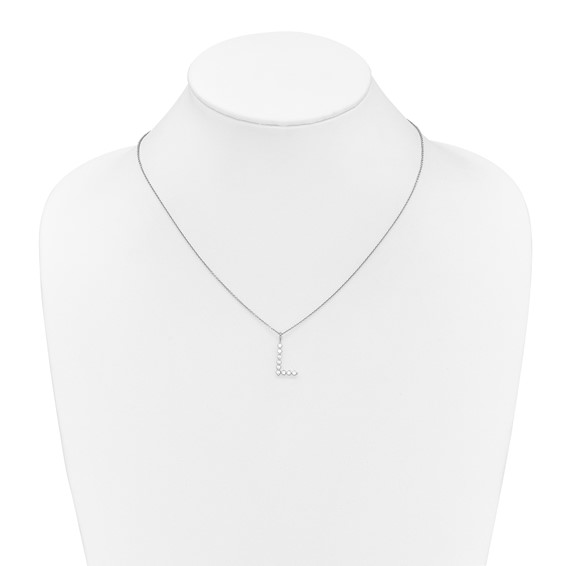 True Origin 14K White Gold 1/3 carat Lab Grown Diamond VS+ F+ Complete Alphabet L Pendant Necklace