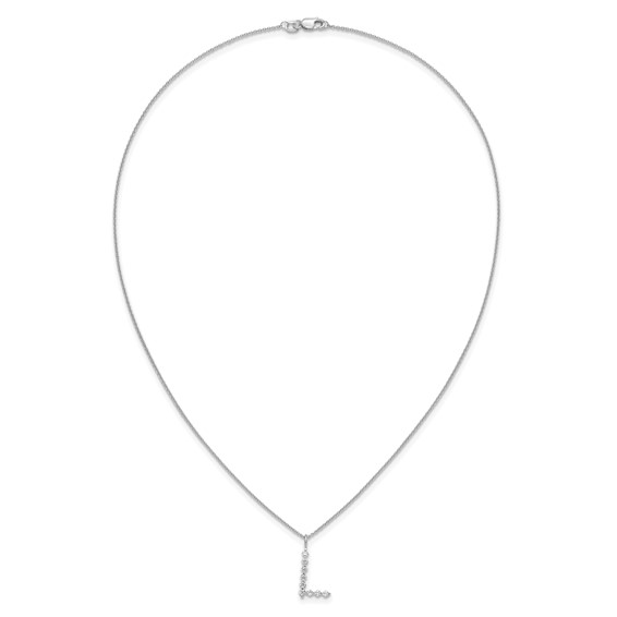 True Origin 14K White Gold 1/3 carat Lab Grown Diamond VS+ F+ Complete Alphabet L Pendant Necklace
